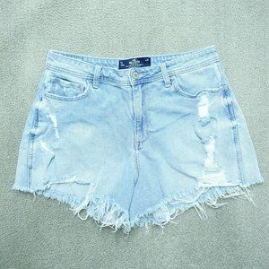 Hollister Curvy High-Rise Vintage Denim Gene Shorts Junior 13 Light Blue Cut Of